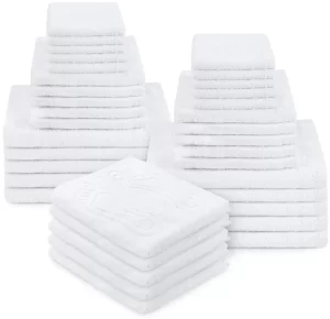 Set mare de prosoape de baie din bumbac, 35 bucăți, hotel Tango, alb, 400 g/m²