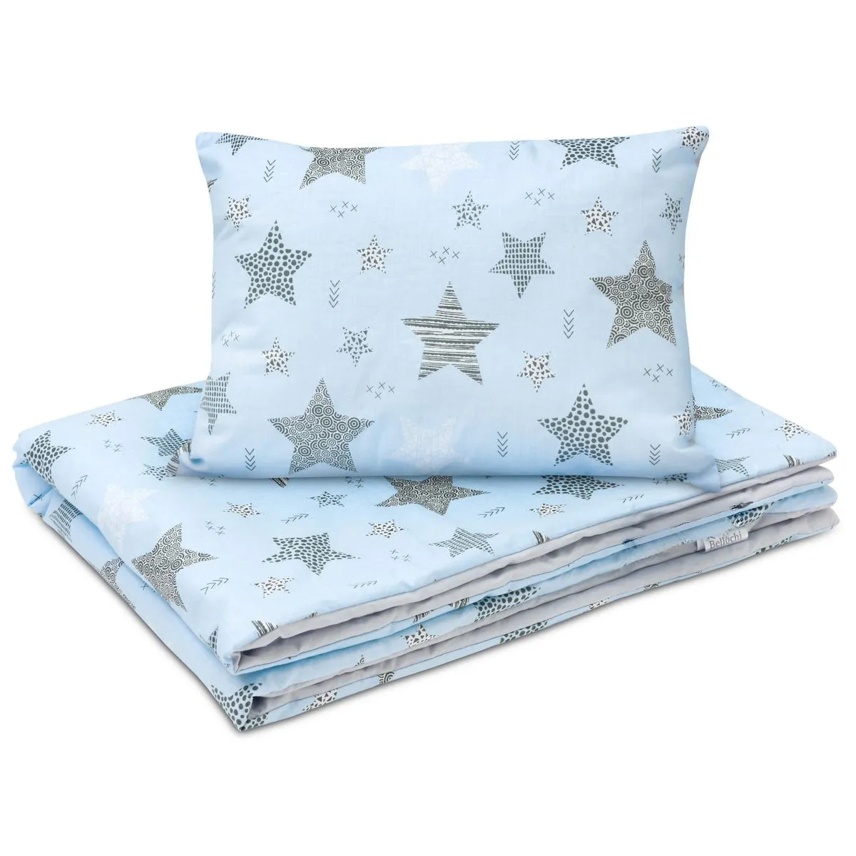 Set de pat pentru copii din bumbac 2 piese cu umplutură, pătură 135×100 cm și pernă 60×40 cm, rigel star