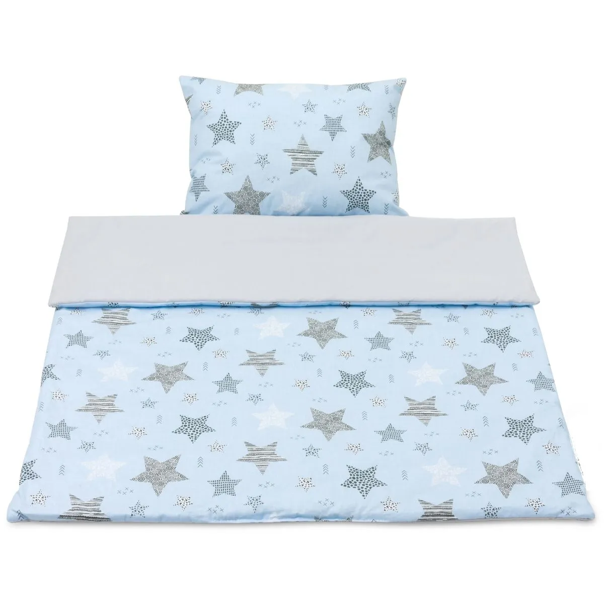 Set de pat pentru copii din bumbac 2 piese cu umplutură, pătură 135×100 cm și pernă 60×40 cm, rigel star