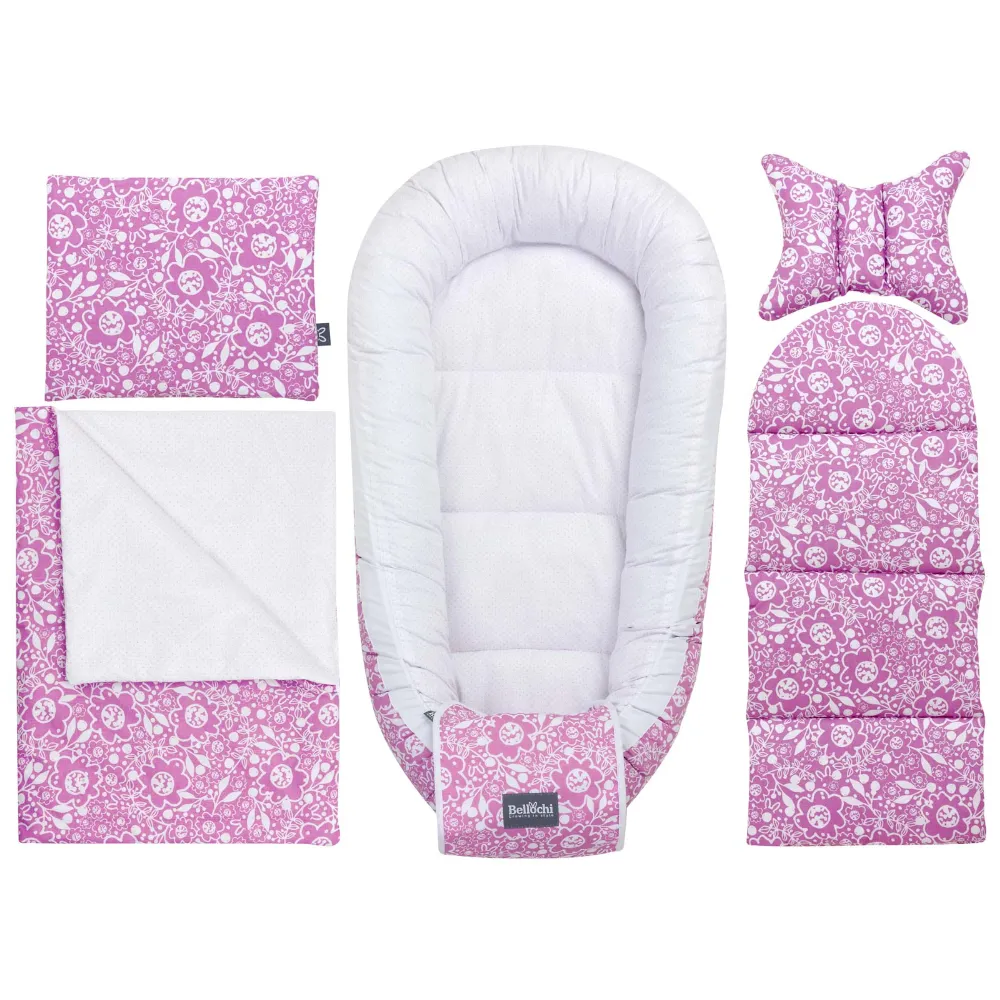 set pentru baby nest de 90×60 cm Purple Caramella