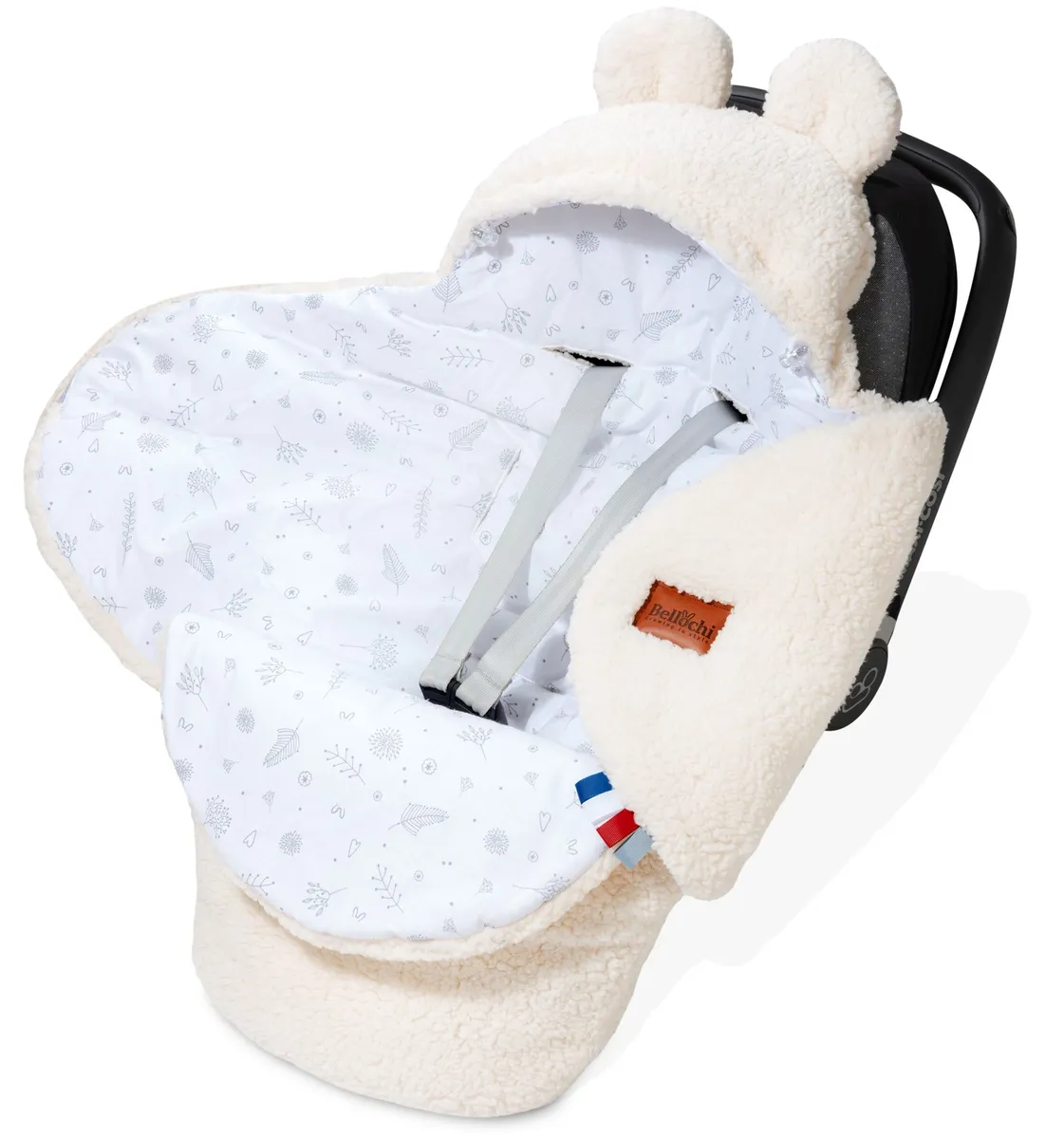 Pătură pentru scaun auto de bebeluși 90×90 cm, ursuleț alb – Teddy white