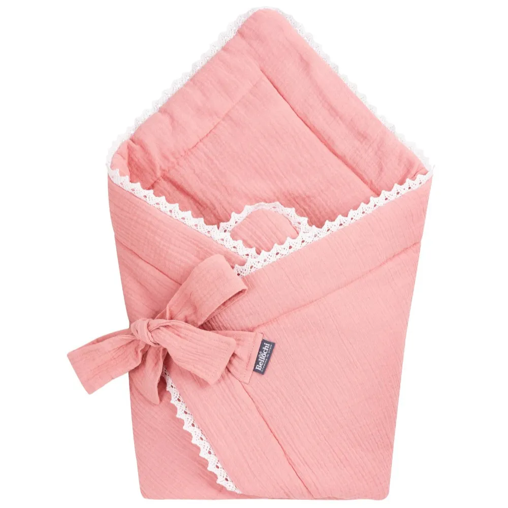 Pătură de înfășat 75×75 cm Cuddly Muslin Pink