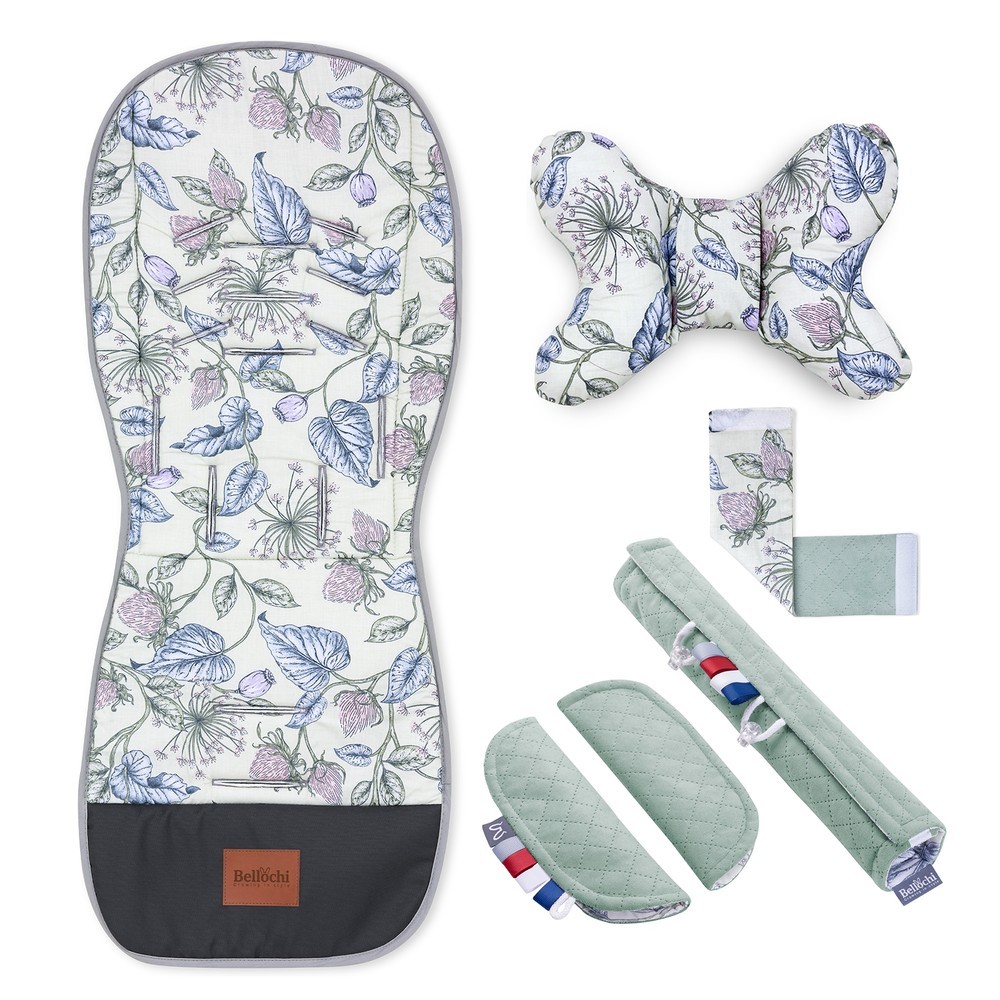 Set universal de căptușeală pentru cărucior cu accesorii floare de câmp – meadow flower