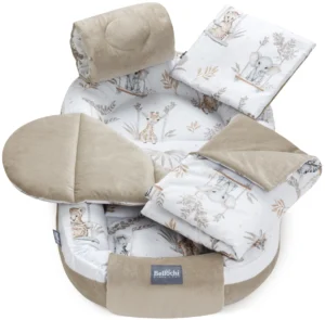 set de cuib pentru bebe de 100×60 cm, set de duș pentru nou-născut, bumbac, jungle baby