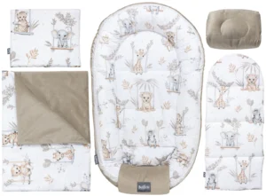 set de cuib pentru bebe de 100×60 cm, set de duș pentru nou-născut, bumbac, jungle baby